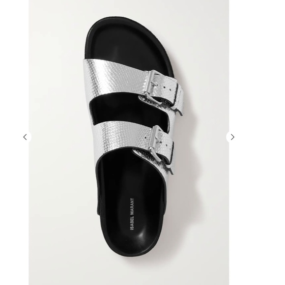 Isabel Marant Lenyo Silver snake effect slides - Size 7 US - Picture 1 of 14